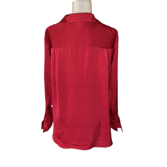 Jason Wu Red Satin Oversized Button Down Blouse - S - Picture 5 of 10